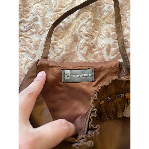 NWT y2k brown satin corset with embellished front‎ size medium - Picture 8 of 8